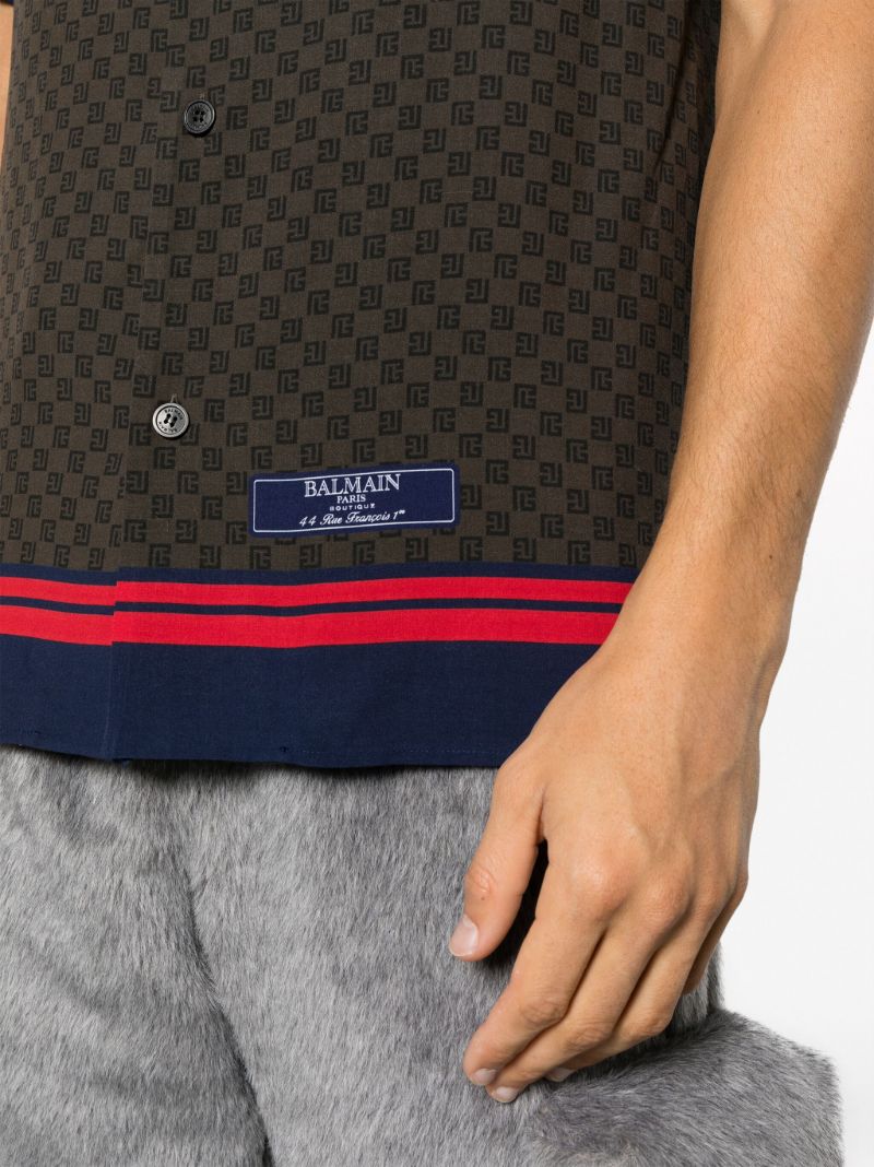 Brown Mini Monogram-print Bowling Shirt