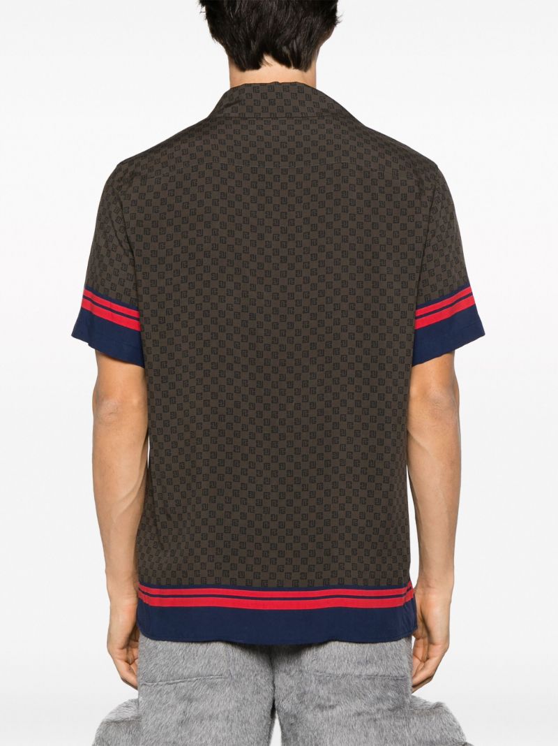 Brown Mini Monogram-print Bowling Shirt