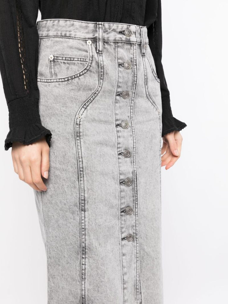 Grey Vandy Denim Midi Skirt