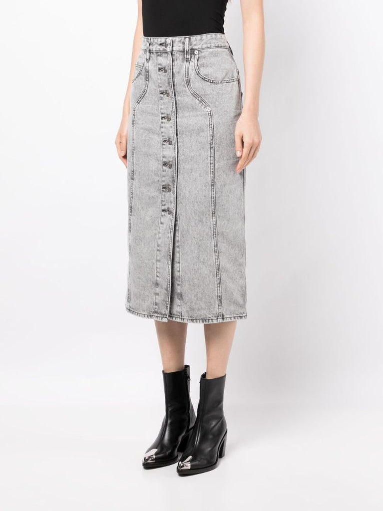 Grey Vandy Denim Midi Skirt
