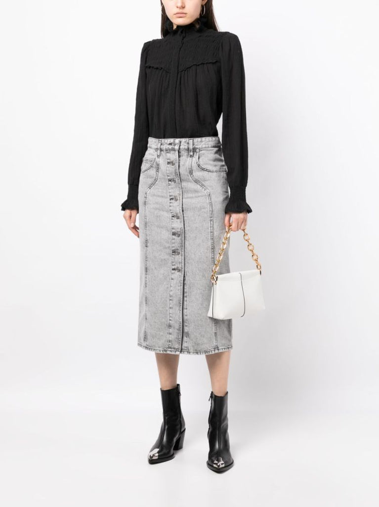 Grey Vandy Denim Midi Skirt