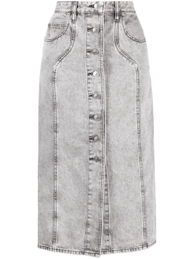 Grey Vandy Denim Midi Skirt