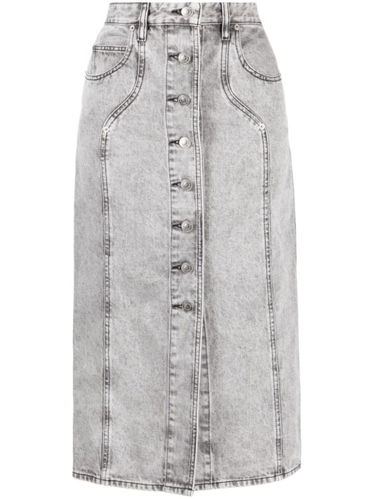 Grey Vandy Denim Midi Skirt