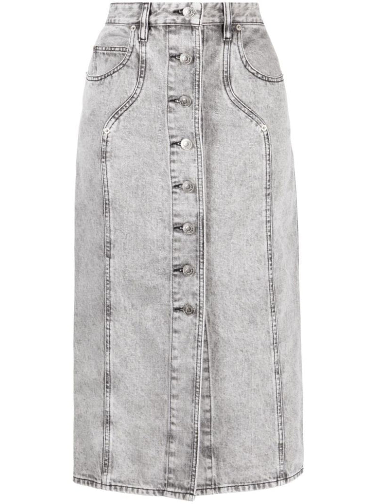 Grey Vandy Denim Midi Skirt