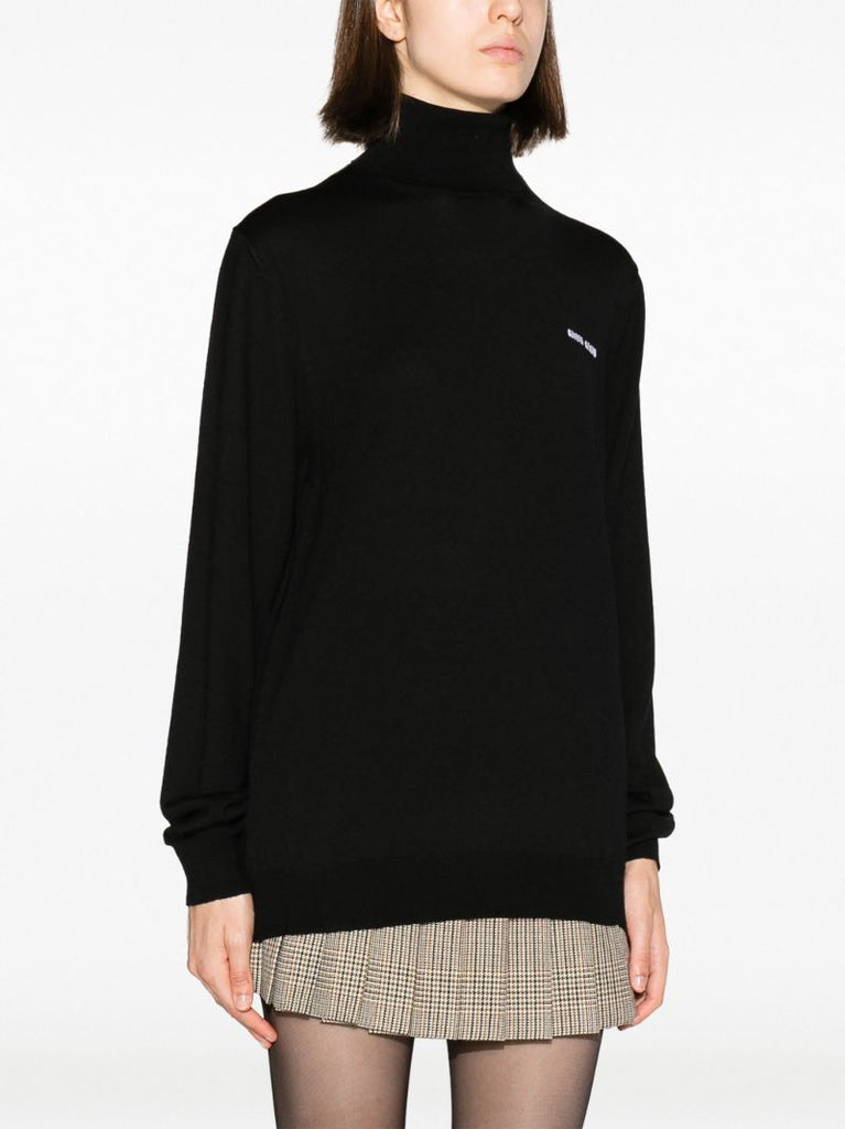 Black Logo-intarsia Virgin-wool Sweater