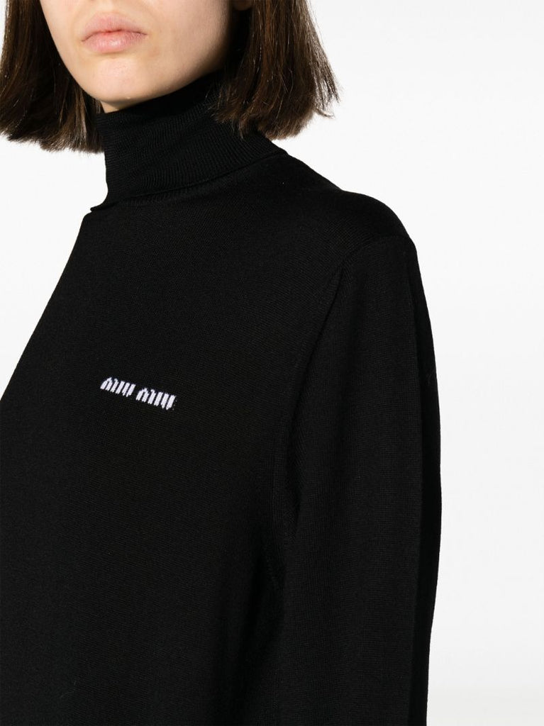 Black Logo-intarsia Virgin-wool Sweater