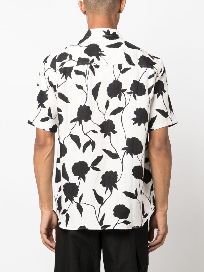 White Printed Linen Shirt