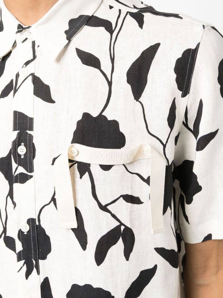 White Printed Linen Shirt