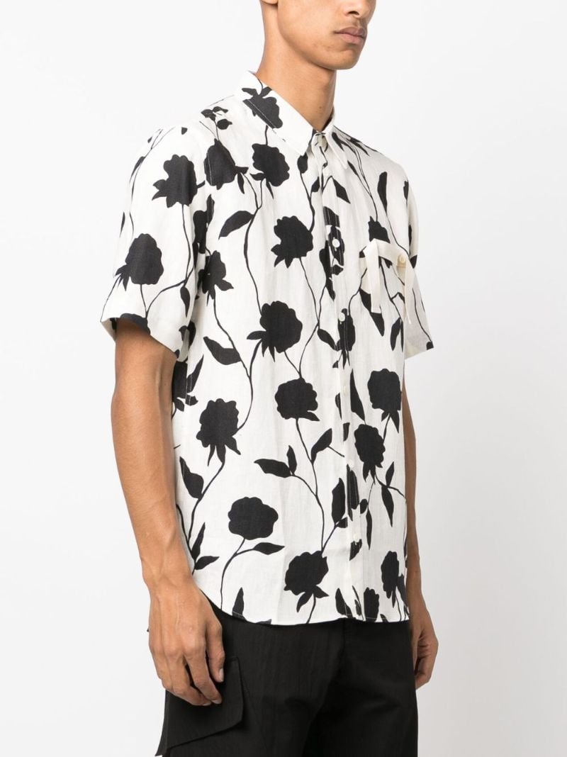 White Printed Linen Shirt