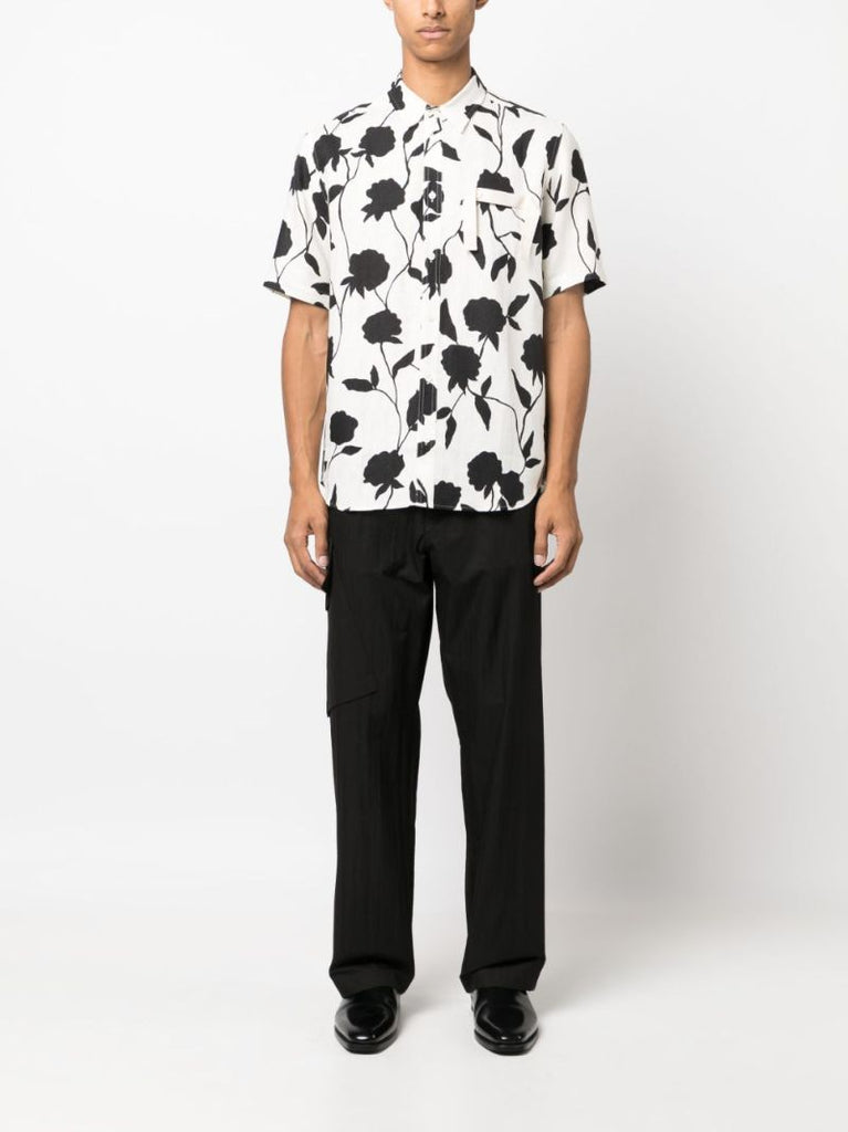 White Printed Linen Shirt