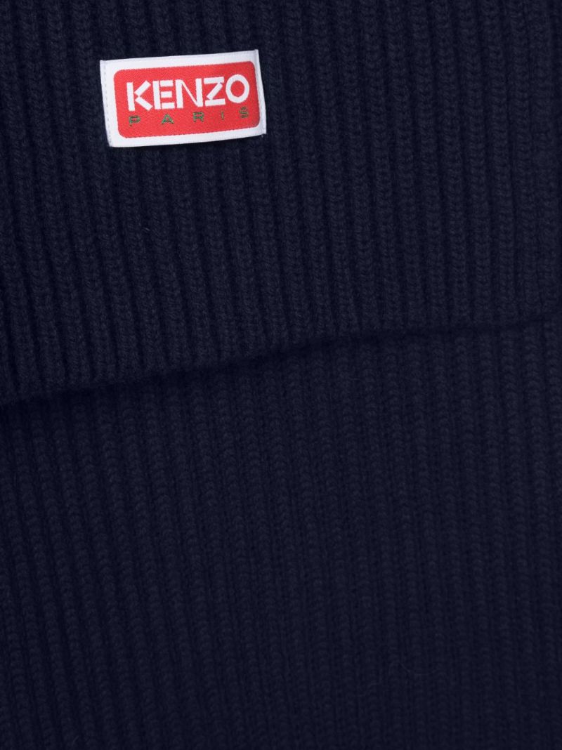 Blue Logo-patch Wool Scarf