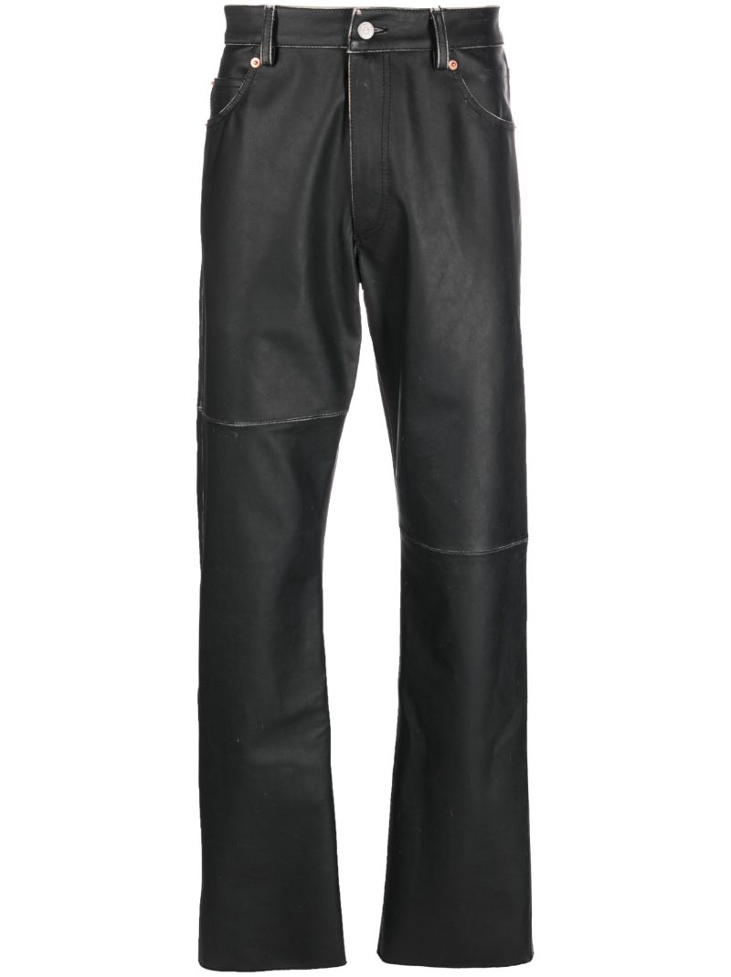 Black Patchwork Leather Trousers