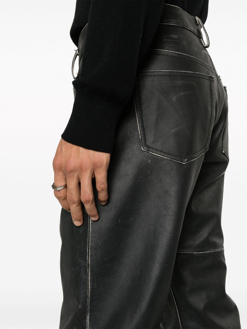 Black Patchwork Leather Trousers