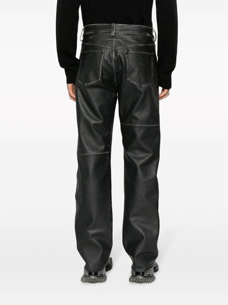 Black Patchwork Leather Trousers
