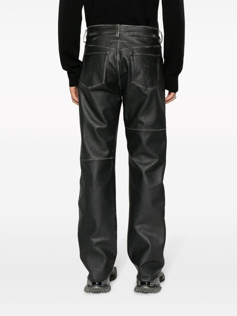Black Patchwork Leather Trousers