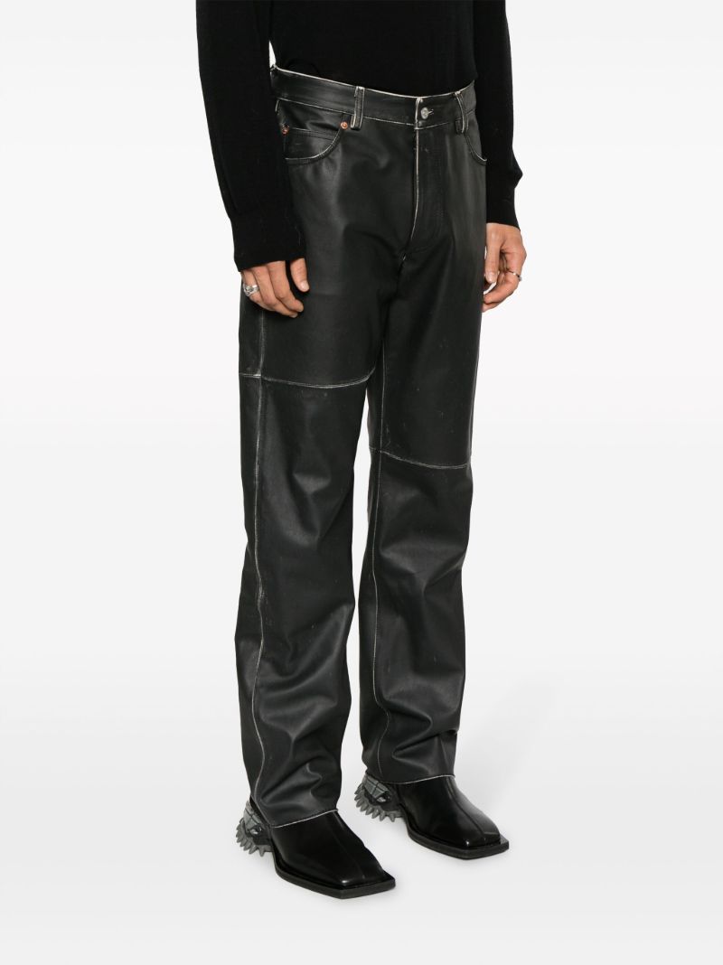 Black Patchwork Leather Trousers