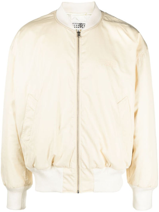 Neutral Logo-embroidered Bomber Jacket