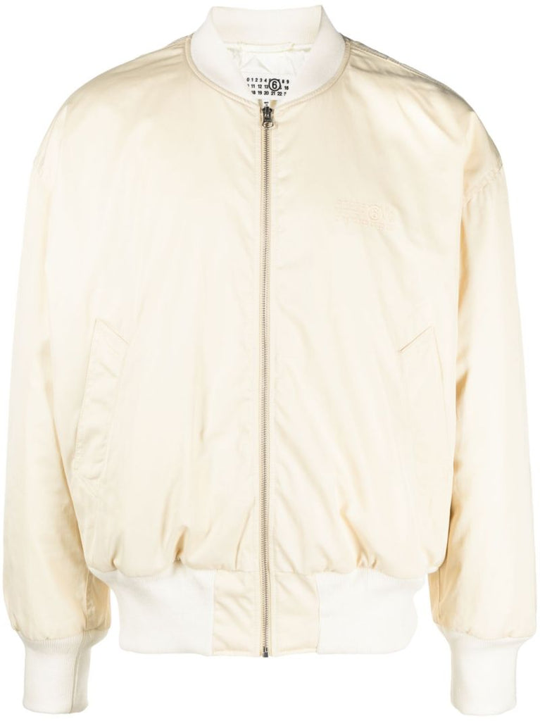 Neutral Logo-embroidered Bomber Jacket