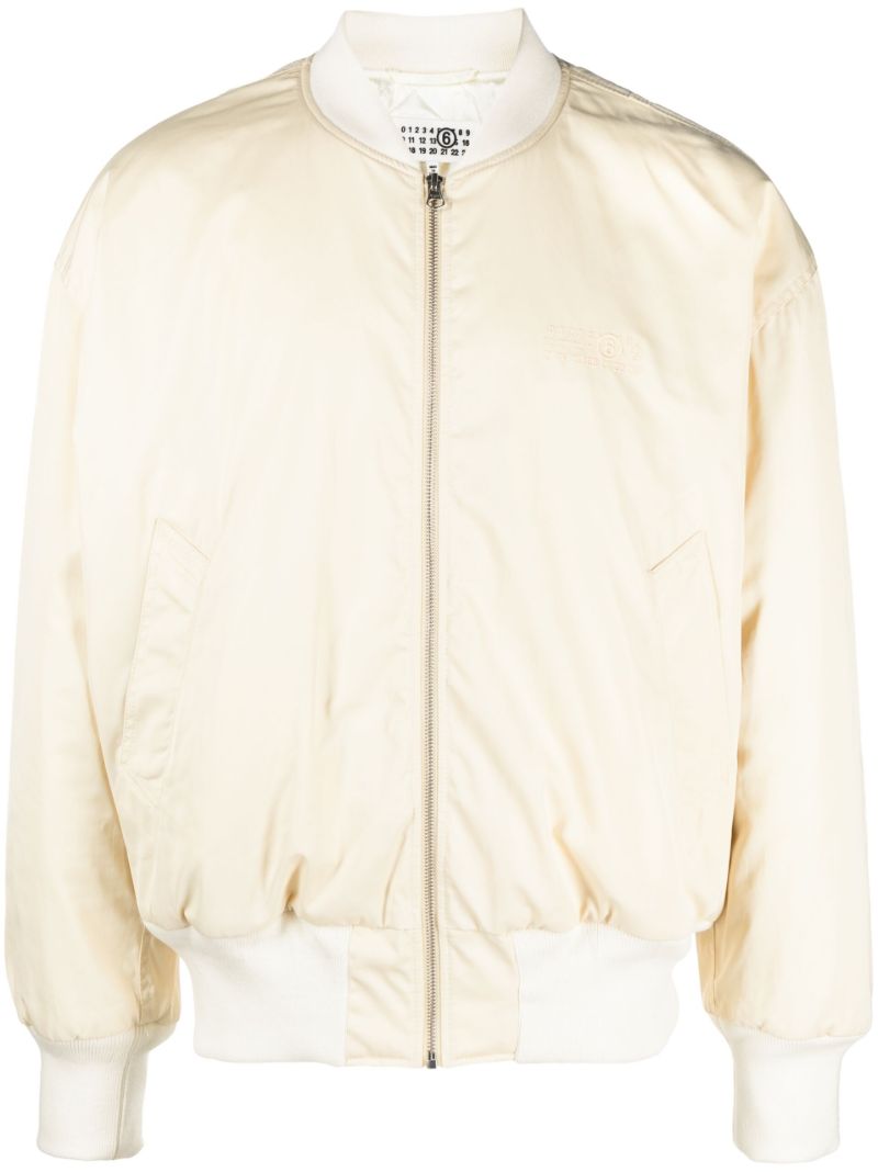 Neutral Logo-embroidered Bomber Jacket