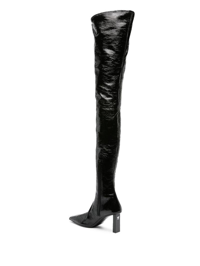 Black 85 Faux-leather Thigh-high Boots