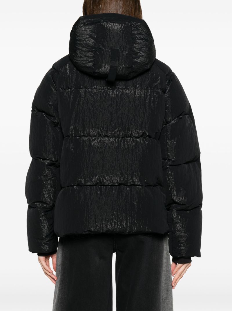 Black Junction Hooded Quilted Coat
