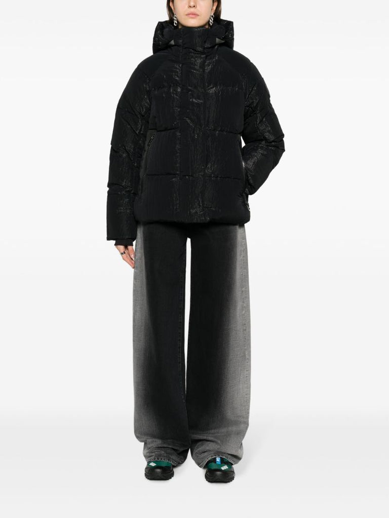 Black Junction Hooded Quilted Coat