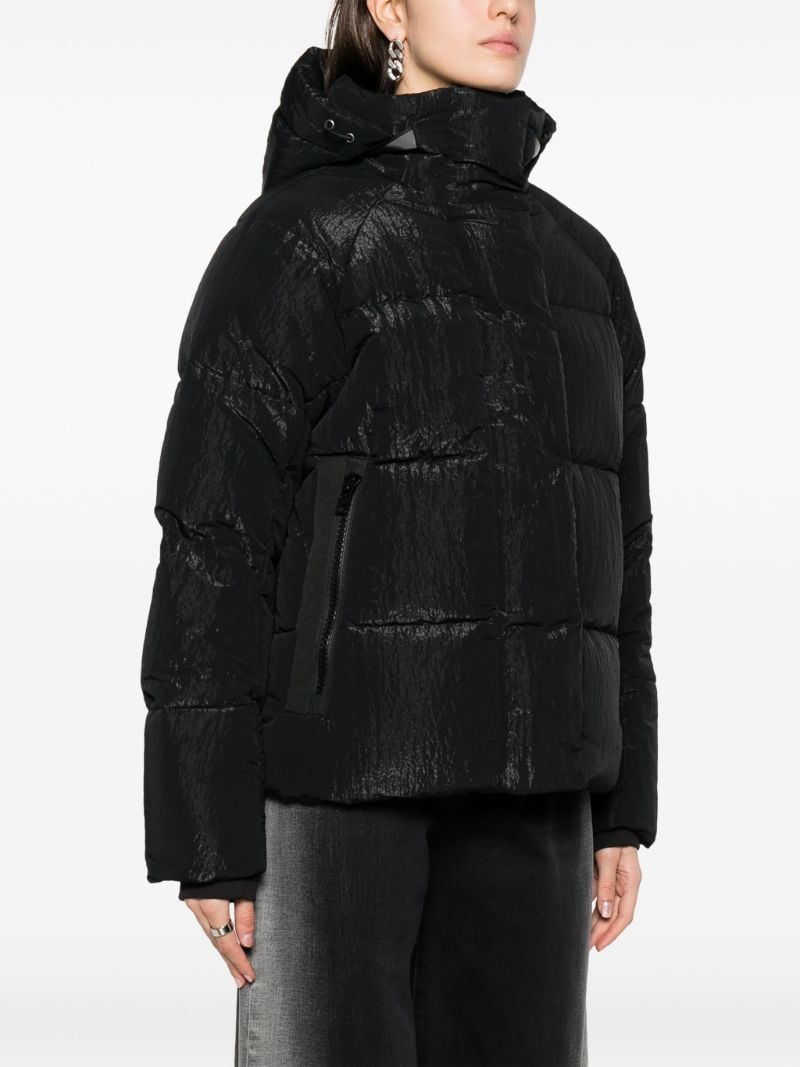 Black Junction Hooded Quilted Coat