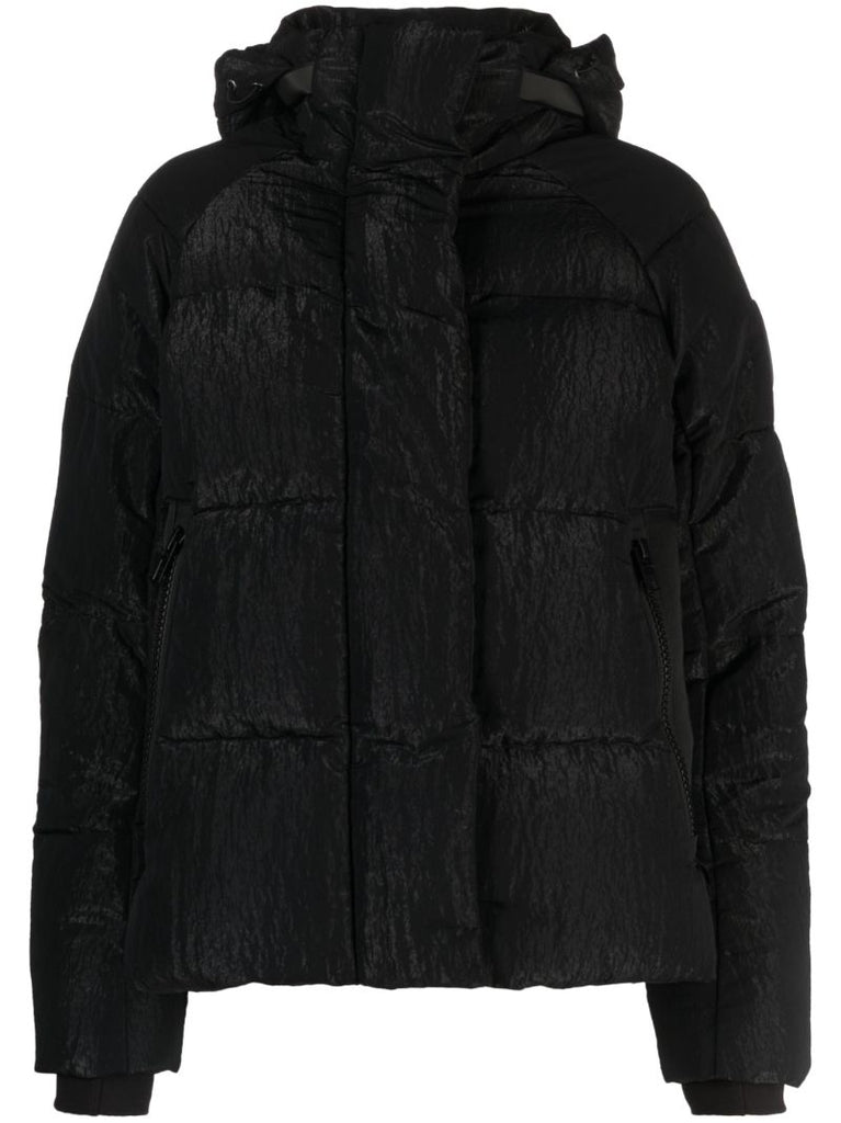 Black Junction Hooded Quilted Coat