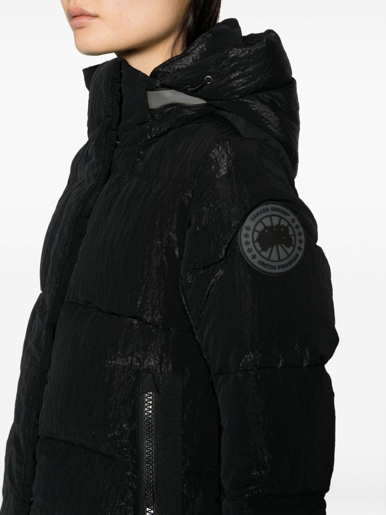 Black Byward Hooded Quilted Coat