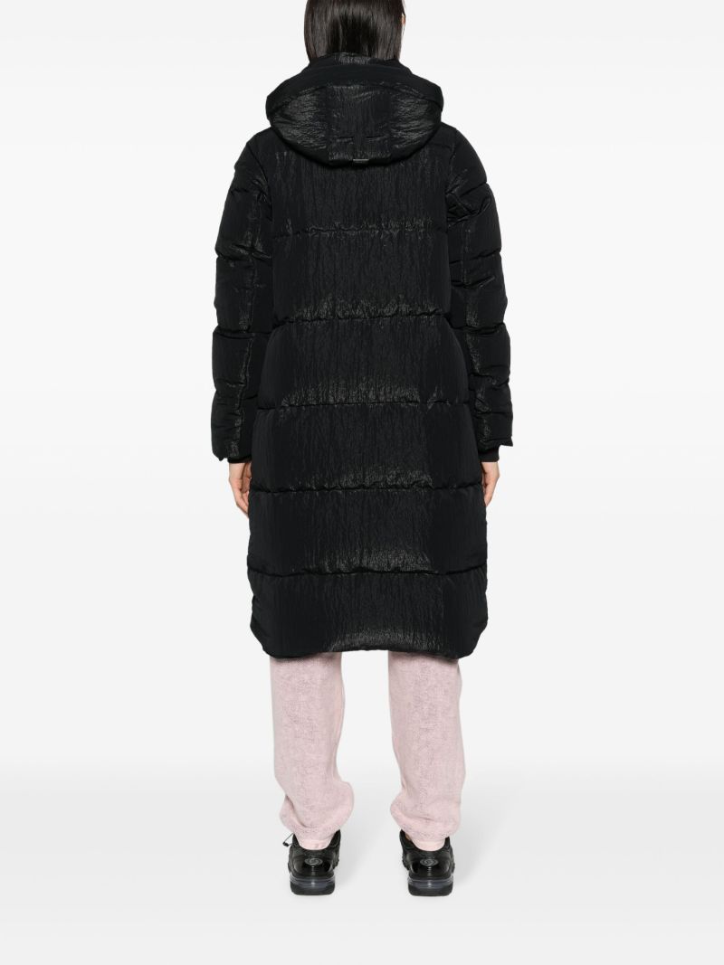 Black Byward Hooded Quilted Coat