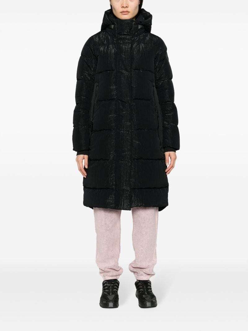 Black Byward Hooded Quilted Coat