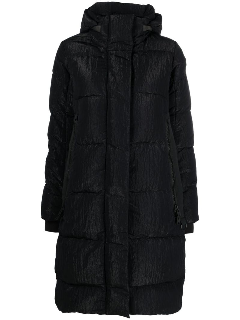 Black Byward Hooded Quilted Coat