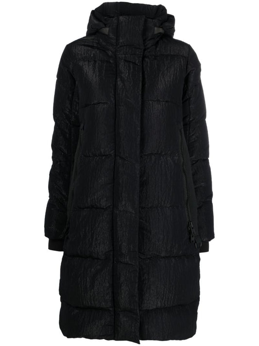 Black Byward Hooded Quilted Coat