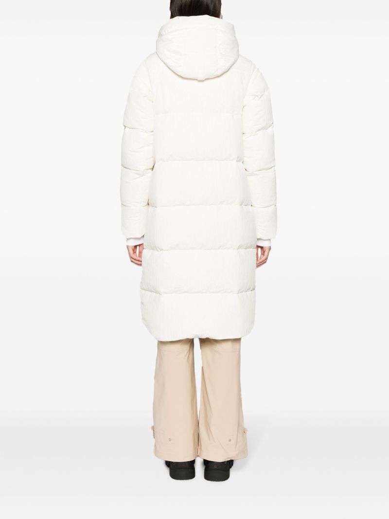 White Byward Hooded Quilted Coat