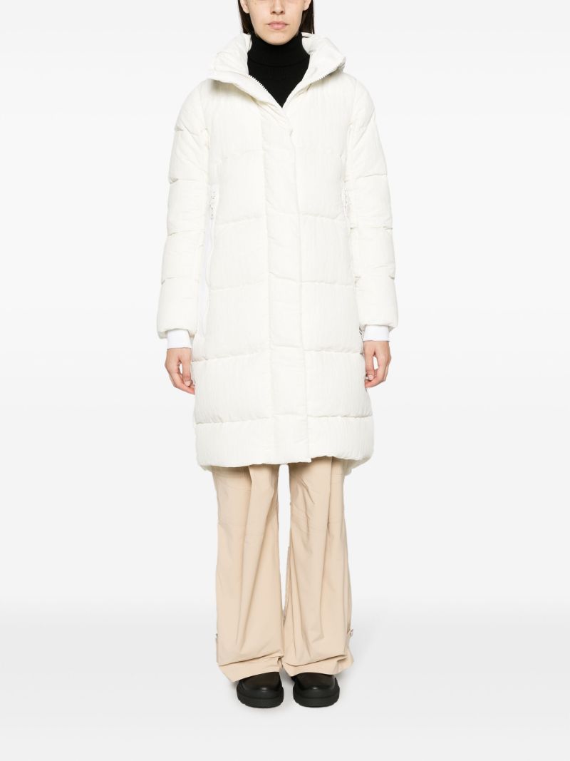 White Byward Hooded Quilted Coat