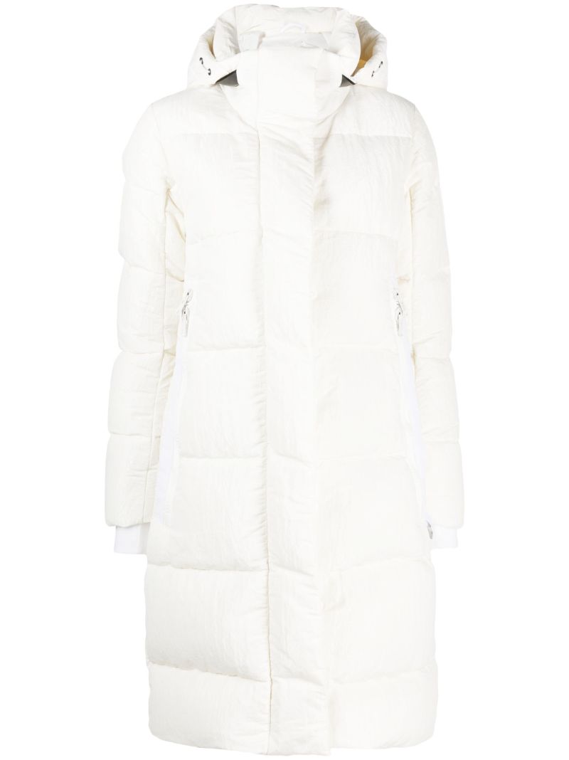 White Byward Hooded Quilted Coat