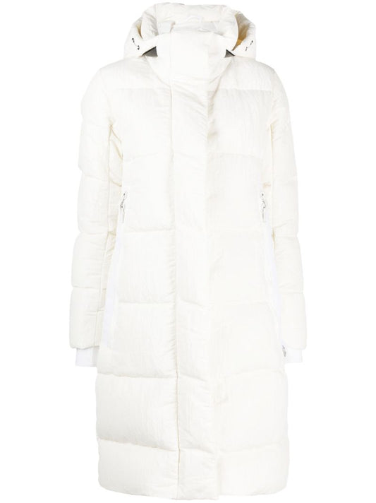 White Byward Hooded Quilted Coat