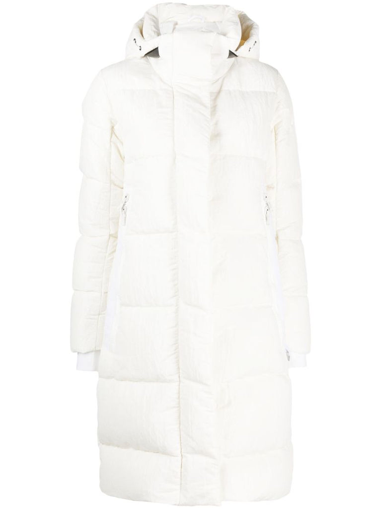 White Byward Hooded Quilted Coat