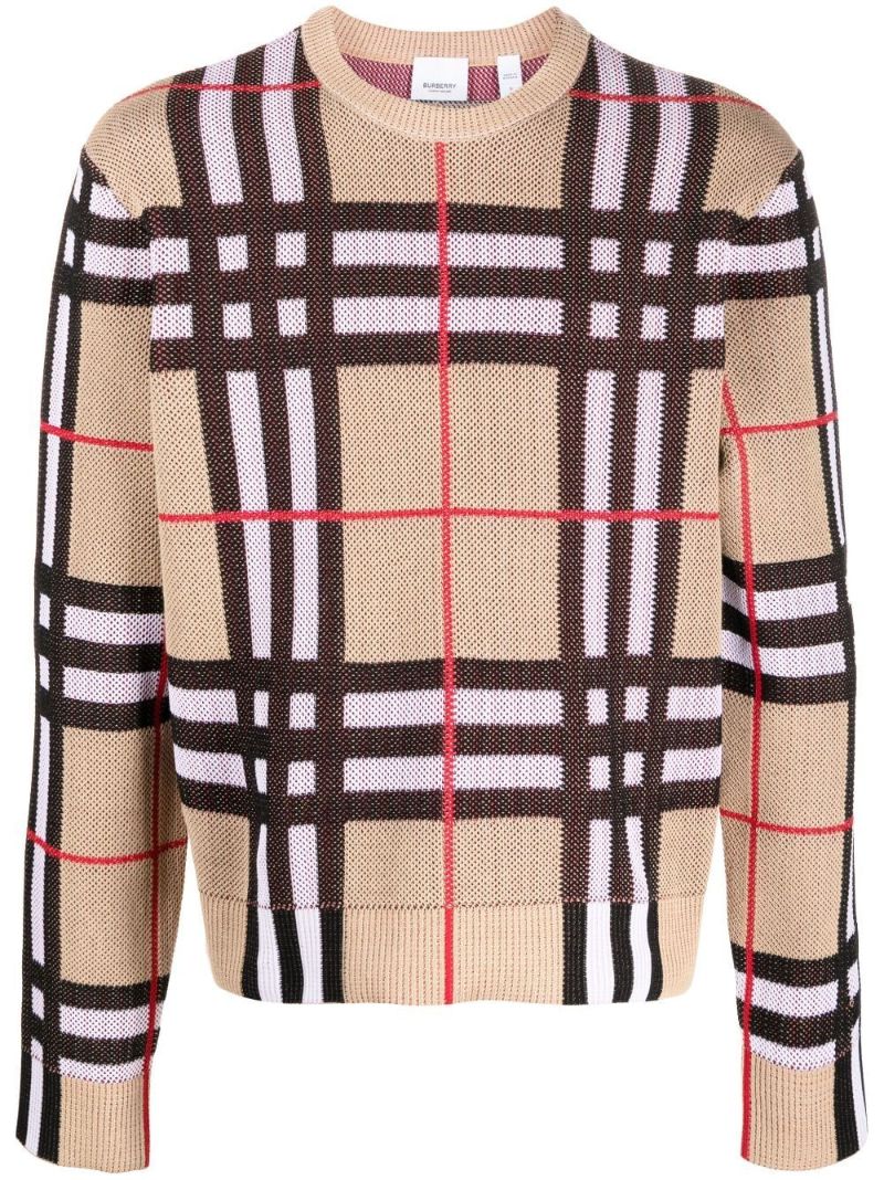 Neutral Vintage Check Sweater