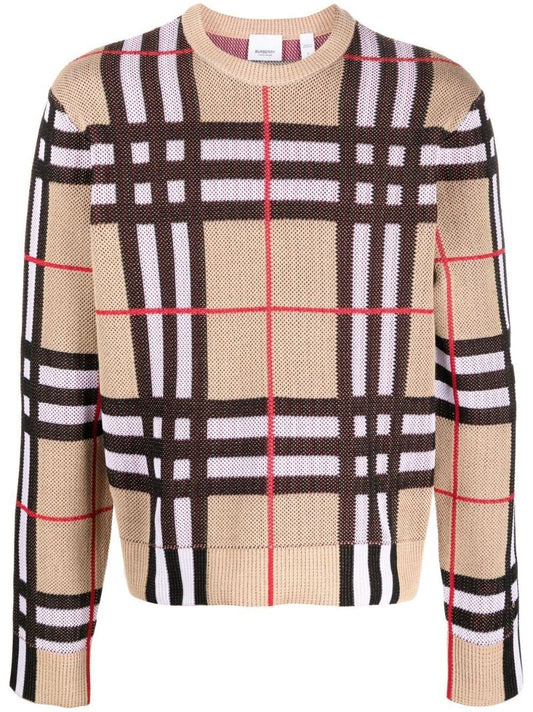 Neutral Vintage Check Sweater