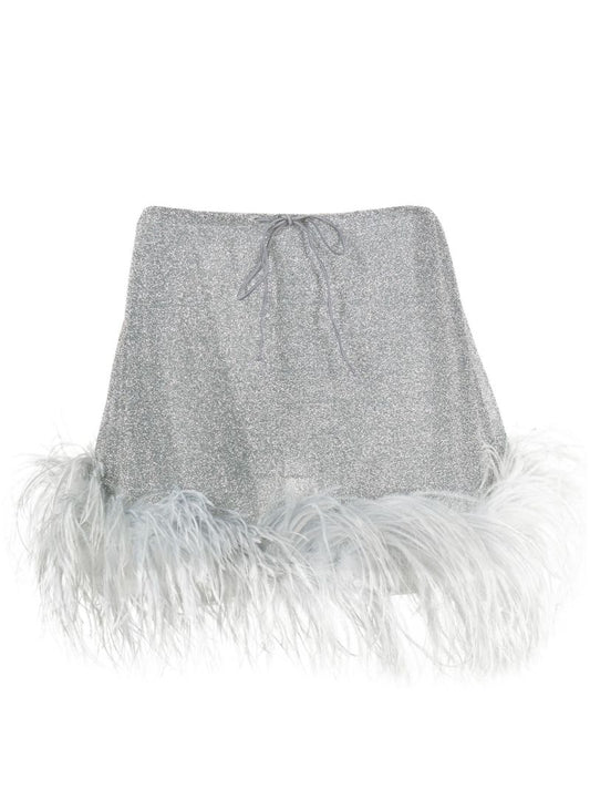 Grey LumiÃ¨re Plumage Lurex Skirt