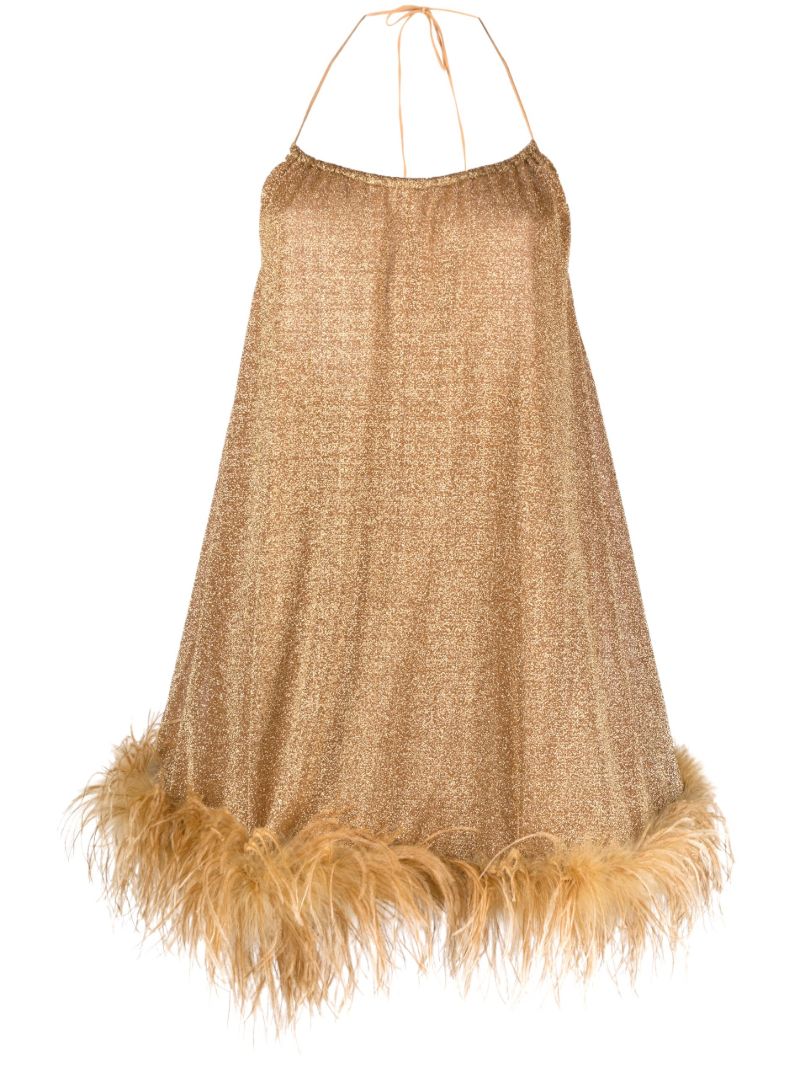 Gold LumiÃ¨re Plumage Lurex Dress