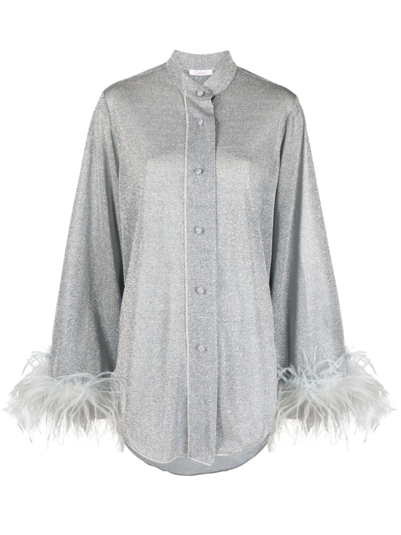 Grey LumiÃ¨re Plumage Lurex Shirt