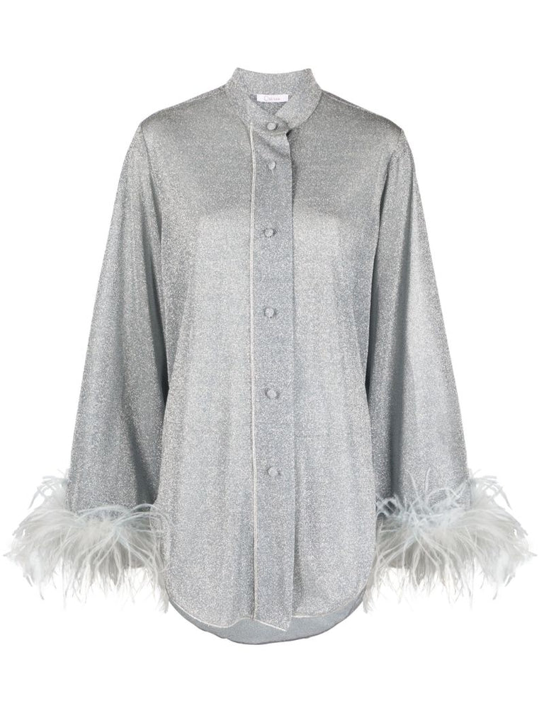 Grey LumiÃ¨re Plumage Lurex Shirt