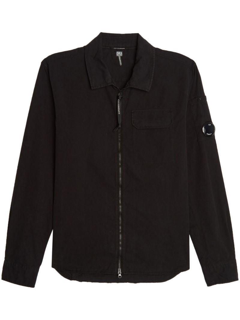 Black Lens-detail Zipped Shirt Jacket