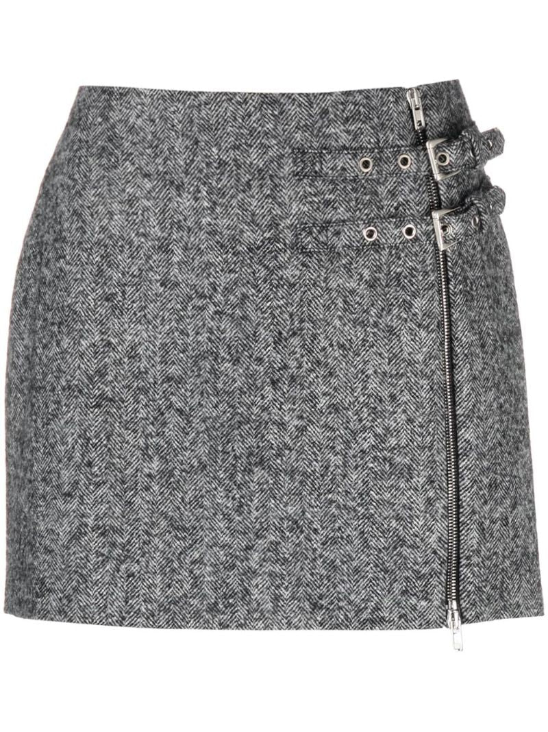 Black Buckled Mini Skirt