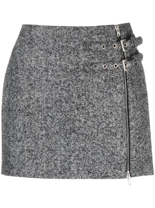 Black Buckled Mini Skirt