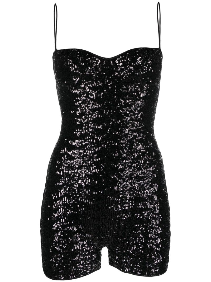 Black Paillettes Plumage Playsuit