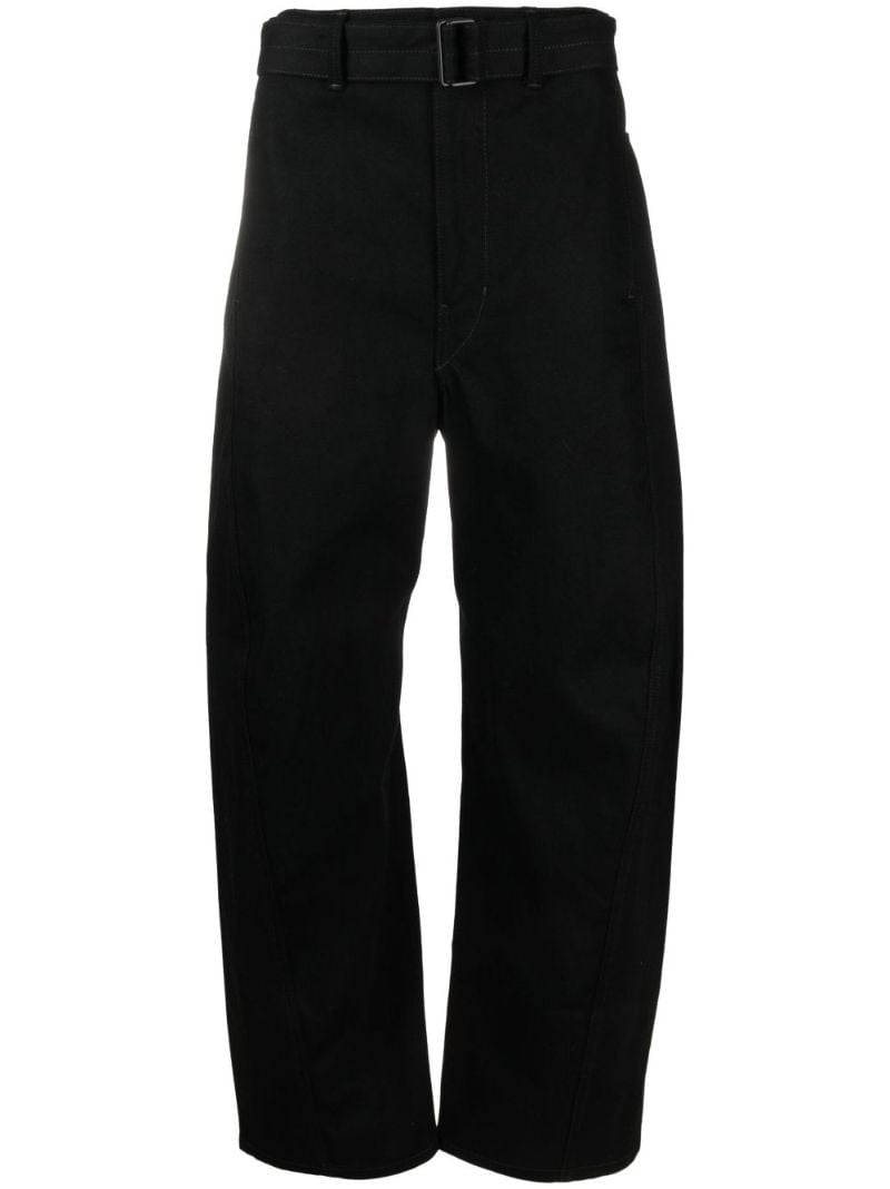Black Belted Wide-leg Jeans