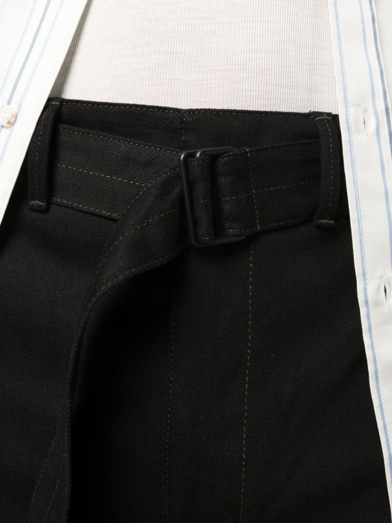 Black Belted Wide-leg Jeans